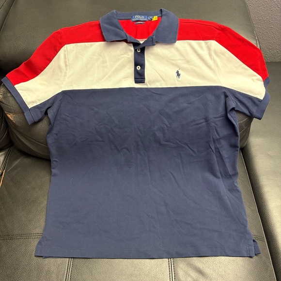Men’s polo Ralph Lauren short sleeve color block casual shirt L - Picture 1 of 9
